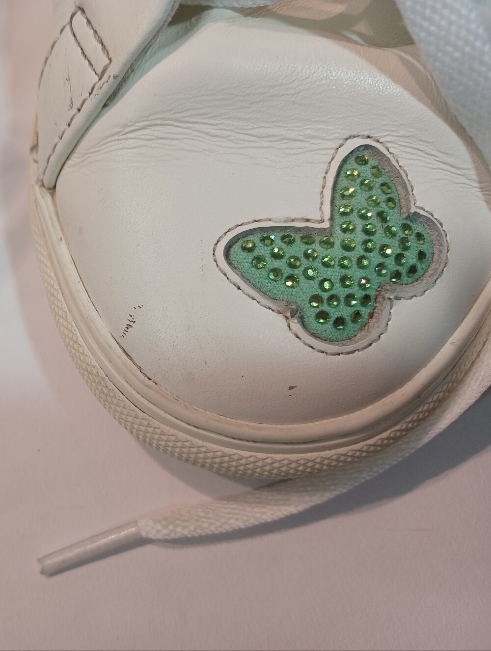 Kurt Geiger London Lane White Leather Sneakers Multicolor Rhinestone Butterflies - Picture 7 of 12